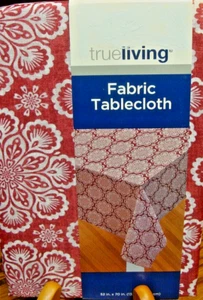 New True Living Burgundy~White Floral Fabric Tablecloth 52x70" Elegant Decor 870 - Picture 1 of 4