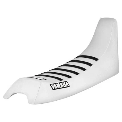 Cubierta de asiento Yamaha Big Wheel 200 1985-1988 todo blanco/negro costillas #397 logotipo Foto 1 de 4