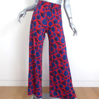 Ladoublej Palazzo Pants Wildbird Red/Blue Printed Crepe Jersey Size Small