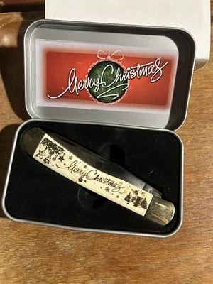 Merry Christmas Pocket Knife Trapper Frost Cutlery Knives Cream  - Image 1 of 3