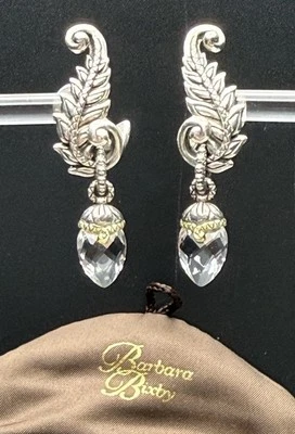 PENDIENTES ESCALADORES BARBARA BIXBY PLUMAS PIEDRAS PRECIOSAS Cristal de Roca Plata 925 y 18K! Foto 1 de 4