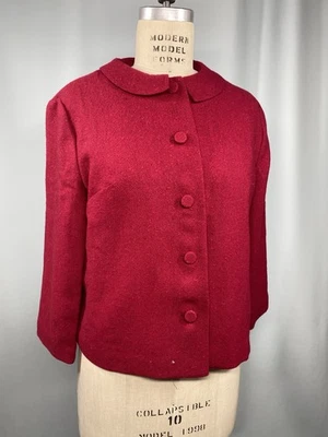 Vintage Wool Jacket SIZE MEDIUM red 3/4 sleeve wool MADISON 50s 60s classic - Image 1 of 4