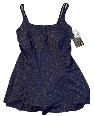 Vestido de baño Longitude de una pieza con cuentas talla 10 azul dorado nuevo con etiquetas💐 Foto 1 de 4