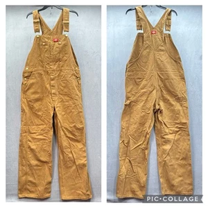 Dickies Dungarees Adult 36x30 Brown Bib Overalls Work Wear Canvas Carpenter Mens - Picture 1 of 10