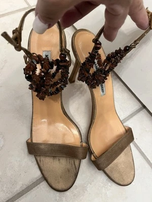 Manolo Blahnik GORGEOUS STONE SEXY ANKLE WRAP STILETTO CLUB PARTY SHOES 39.5 - Image 1 of 4