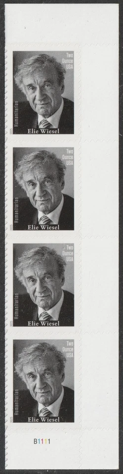 US 6037 Elie Wiesel two ounce plate strip 4 LR MNH 2025 - Image 1 of 1