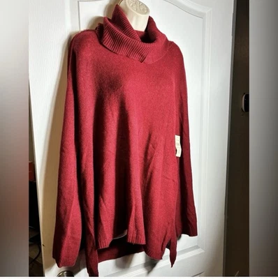 Suéter Coldwater Creek Para Mujer Rojo Fácil Cachemira Capucha Cuello - Talla XL ¡NUEVO CON ETIQUETAS! Foto 1 de 4