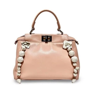 Fendi Peekaboo Mini Leather Flower Shoulder Bag Luxury Handbag Italian Fashion - Picture 1 of 9