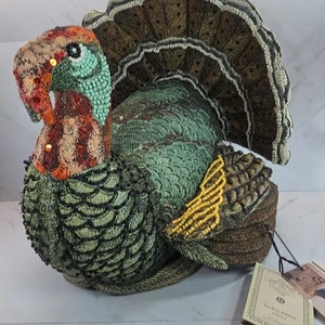 John Derian X Target✨202✨ 16x15 Beaded Thanksgiving Turkey Novelty Plush Pillow - Picture 1 of 9