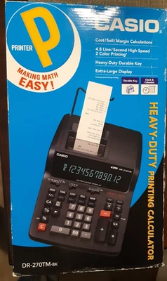 Casio DR-270TM 12 Digits Extra Large Display Heavy-Duty Printing CALC NEW IN BOX - Image 1 of 4