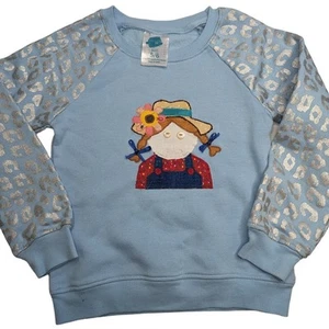 Extremely Me Girls Sz S (5/6) Pullover Sweatshirt Blue farm Girl Embroidered - Picture 1 of 4