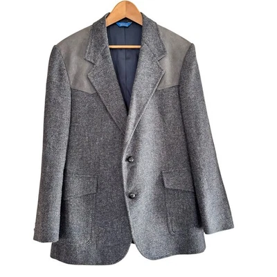VTG Pendleton Western Wool Tweed Blazer 42 Jacket Sport Coat Suede Elbow Patches - Image 1 of 4