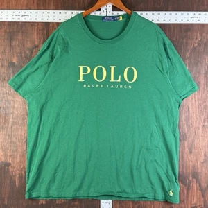 Polo Ralph Lauren Spell Out Vintage Logo Shirt Baumwolle Oberteil Grün Gelb Herren 2XB - Bild 1 von 10