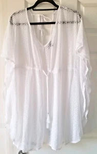 Primark XL White Lace Beach Coverup, Short Sleeve, Tie Waist, New Without Tags - Picture 1 of 5
