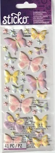 NEW! Sticko Puffy Pastel BUTTERFLIES 3-D stickers 85930 Fast FREE ship! WOW!!! - Picture 1 of 1