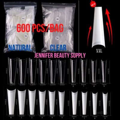 600pcs False Nail Tips XXL C Curve Coffin Half Cover Extra Long Fake Nails JBS - Image 1 of 4