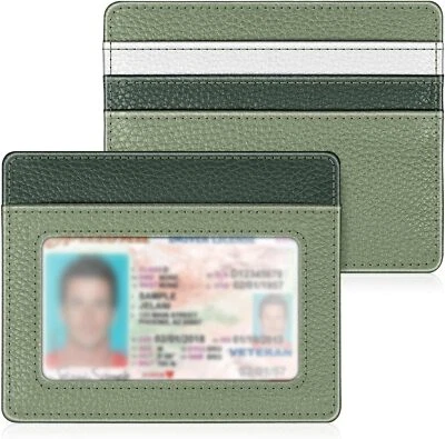 Funda con Portatarjetas de Crédito con Ventana de Identificación [Bloqueo RFID] Cartera de Cuero Foto 1 de 4