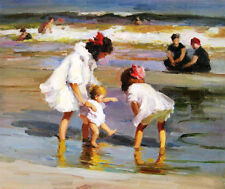 Edward Henry Potthast Children Playing At The Seashore Oil Painting repro
