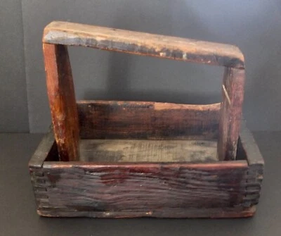 Antique Primitive Hand Made Wooden Shoeshine Box Or Carrier - Image 1 of 4