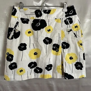 Bobby Jones White Floral Print Stretch Cotton Blend Goff Mini Skort Skirt 8 - Picture 1 of 14