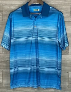 Ben Hogan Performance Golf Polo Blue Gradient Striped Short Sleeve Men L EUC - Picture 1 of 7