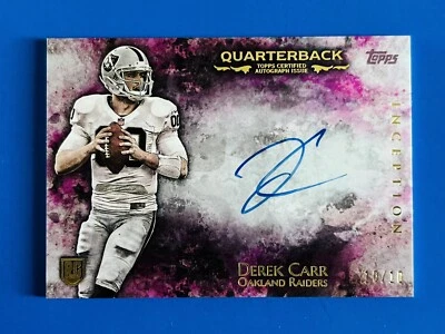 2014 Topps Inception Derek Carr Saints Parallel Rookie Auto Card; #’d 10/10 - Image 1 of 2