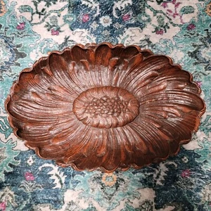 Vintage ORNAWOOD Syroco Sonnenblume Floral verzierte Platte Syrakus Ornament Co - Bild 1 von 11