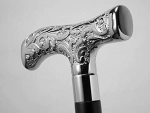 Walking Cane Wooden Vintage Antique Walking Stick Silver Brass Handle Derby - Picture 1 of 6
