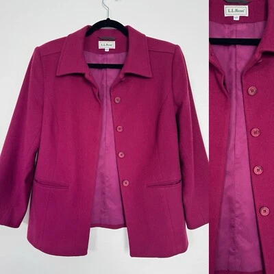 Abrigo LL Bean para mujer 10P púrpura lana cachemir forrado clásico aire libre preppy EE. UU. Foto 1 de 4