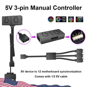 3pin To 4pin ARGB Light Fan Adapter Portable 5V/3pin ADD-RGB To 12V/4PIN Adapter - Afbeelding 1 van 10