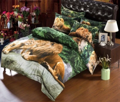 6 piezas. Juego de funda nórdica completa de polialgodón en verde y tostado para edredón Foto 1 de 4