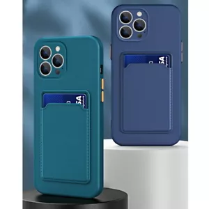 For iPhone 15 14 13 Pro Max 12 11 Shockproof Silicone Card Slot Soft Case Cover - Picture 1 of 19