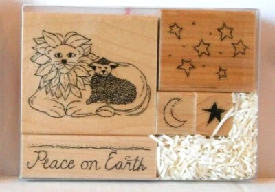 JUEGO DE SELLOS DE GOMA #S374 CERCA DE MI CORAZÓN PAZ EN LA TIERRA CONJUNTO MONTADO DE VACACIONES NUEVO EN PAQUETE Foto 1 de 2