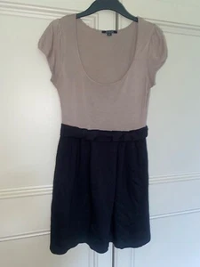 ASOS Jersey Dress Size 12 Brown Black Frill College Business Officewear T-Shirt - Picture 1 of 5