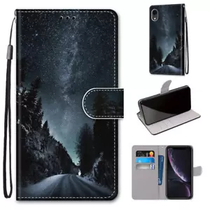 For Various Phone Mountain Road Starry Sky Card Wallet Bag Case Flip Stand Cover - Picture 1 of 12