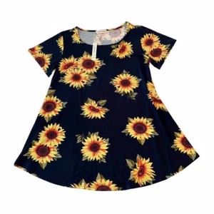 Womens Larace XL Sunflower Print Tunic Navy NWT - Picture 1 of 3