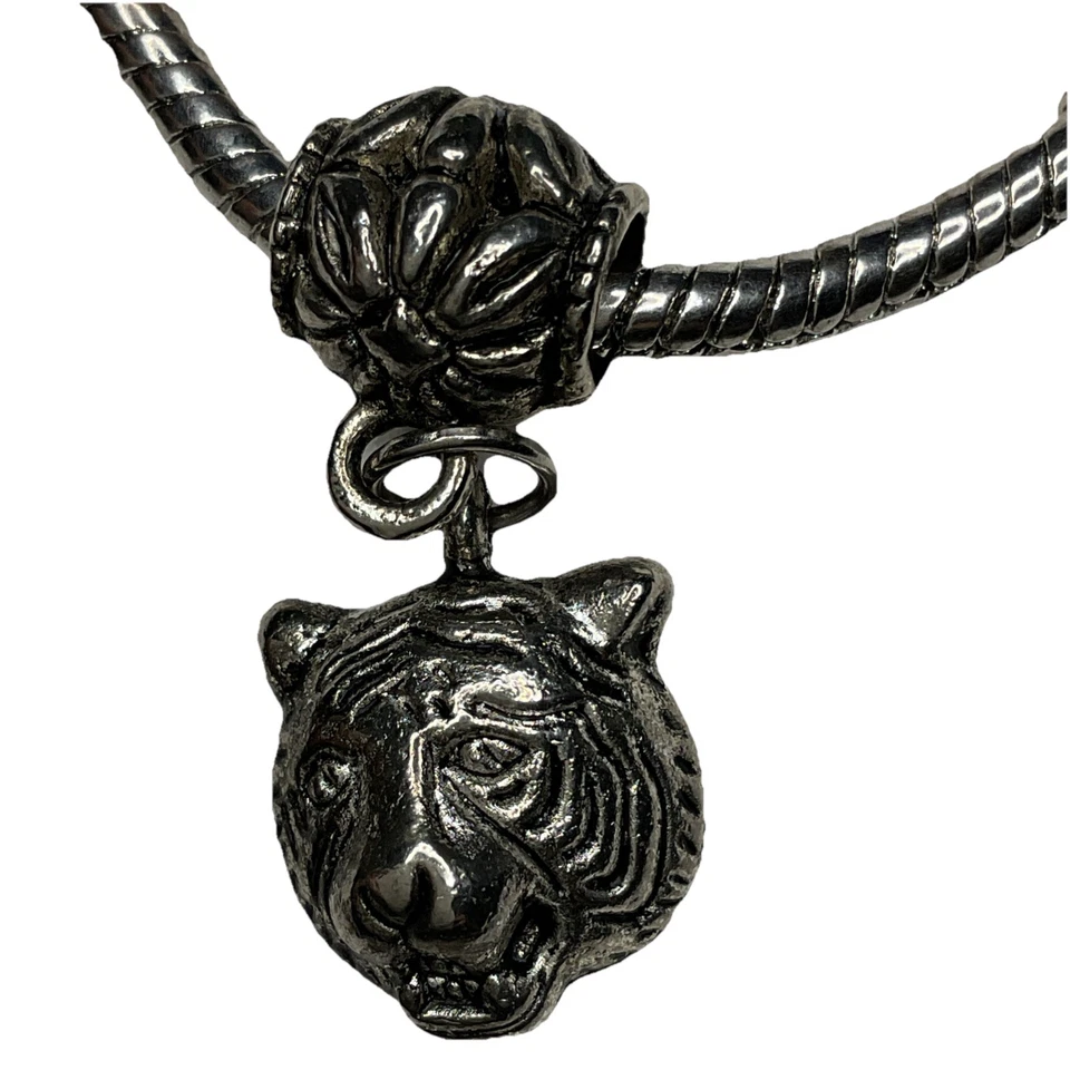 Berloque de contas penduradas animal tigre de Bengala tom prata serve para pulseira europeia - Imagem 1 de 4
