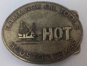 Vintage Oilfield Belt Buckle Houston Texas Advertising - Picture 1 of 5