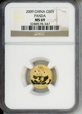2009 GOLD PANDA 1/10 Oz. NGC MS69 MS-69 CHINA 50Y !!!!! - Image 1 of 2