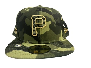 New Era MLB PITTSBURGH PIRATES US FLAG Logo Camouflage 59FIFTY Fitted Hat Size 8 - Picture 1 of 10
