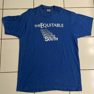 Vintage 80s The Equitable South Promo Tee Blue XL Fruit of the Loom Made in USA - Picture 1 of 7