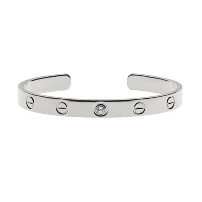 Б/у манжета любовная Cartier 1 бриллиант - размер 16 белое золото - Изображение 1 из 4