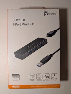 j5create USB 3.0 4-Port Mini Hub JUH340 | Fast Charging | New Open Box - Picture 1 of 3