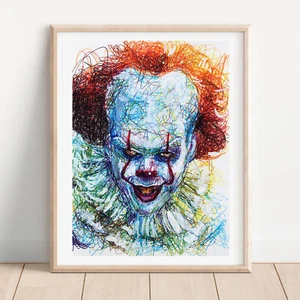 Póster de arte cinematográfico Pennywise estampado con bolígrafo - Imagen 1 de 3