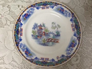 Vintage, Rare, England, Parrot Pattern,Variant, Gaudy Blue Willow 6in Breadplate - Picture 1 of 3