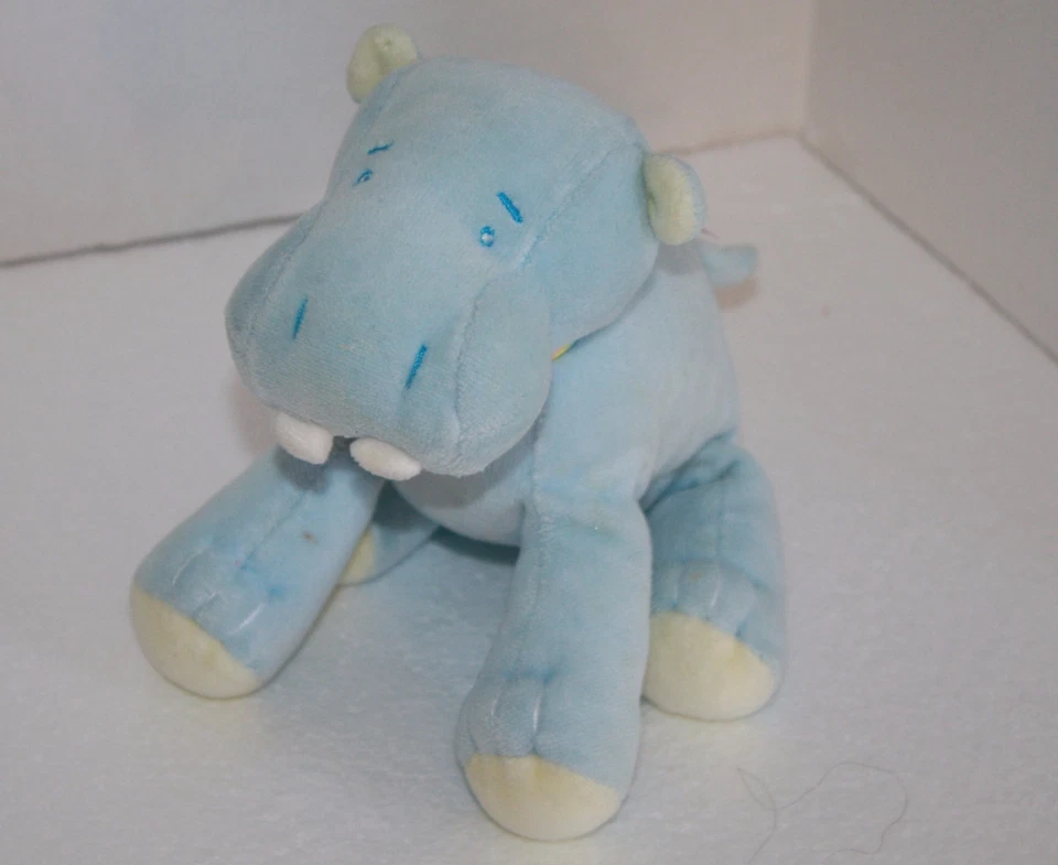 Bebé Ganz Hippo 7" Azul Peluche Timbre Sonajero Arco Arco Iris Peluche Juguete Suave De Colección 1998 Foto 1 de 4