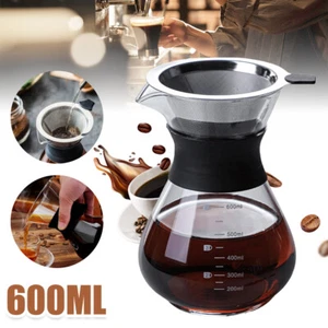 Kaffee Glaskaraffe Kaffeezubereiter mit Filter Sieb; Kaffeekanne mit Dauerfilter - Bild 1 von 12