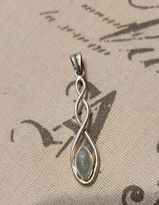 Green  PREHNITE Pendant 925 STERLING SILVER Natural Genuine  - Picture 1 of 3