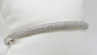 14 kt White Gold Pavè DIAMOND Hinged Bangle Bracelet 6 5/8" B4621 - Image 1 of 4