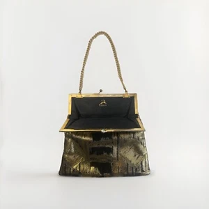 Vintage Black & Gold Koret Purse Evening Bag Clutch - Picture 1 of 10